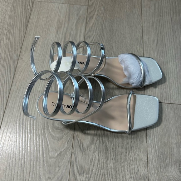 Fashion Nova All Time Fav Wrap Up Heels - Silver - Picture 4 of 10